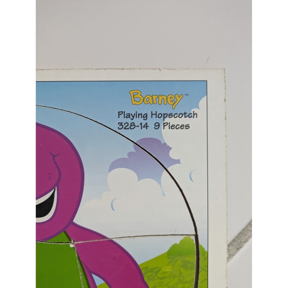 Vintage Barney Wooden Puzzle Playing Hopscotch - Picture 3 of 9
